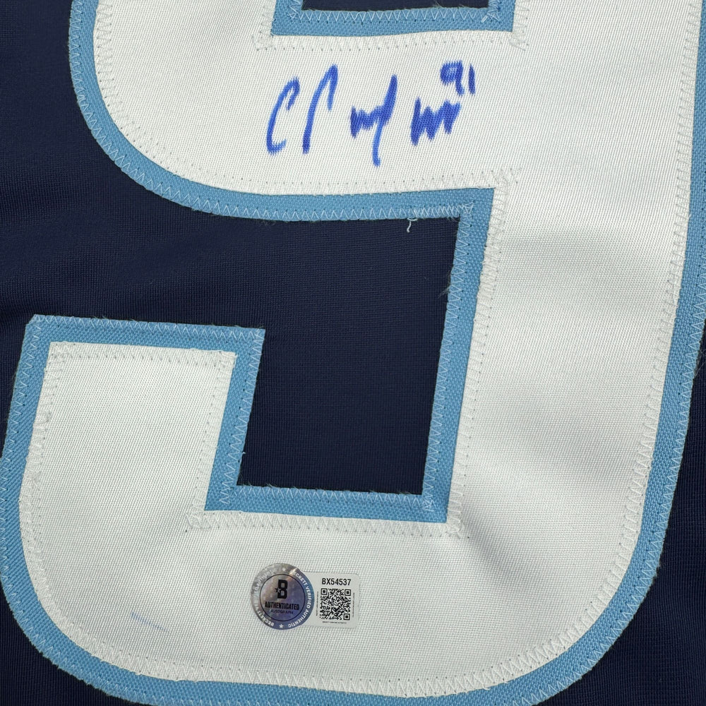 Autographed/Signed Cole Perfetti Winnipeg Blue Hockey Jersey Beckett BAS COA (ONLINE ORDER ONLY)