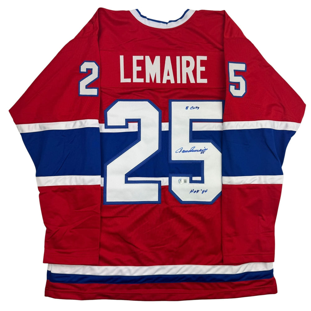 Autographed/Signed Jacques Lemaire Montreal Red Hockey Jersey Beckett BAS COA (ONLINE ORDER ONLY)