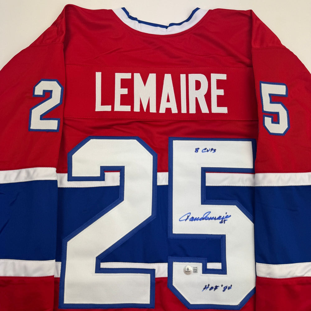 Autographed/Signed Jacques Lemaire Montreal Red Hockey Jersey Beckett BAS COA (ONLINE ORDER ONLY)