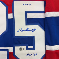 Autographed/Signed Jacques Lemaire Montreal Red Hockey Jersey Beckett BAS COA (ONLINE ORDER ONLY)
