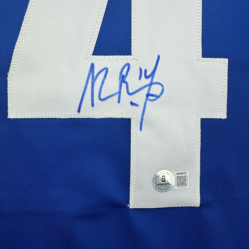 Autographed/Signed Alexandre Alex Burrows Vancouver Blue Hockey Jersey Beckett BAS COA (ONLINE ORDER ONLY)