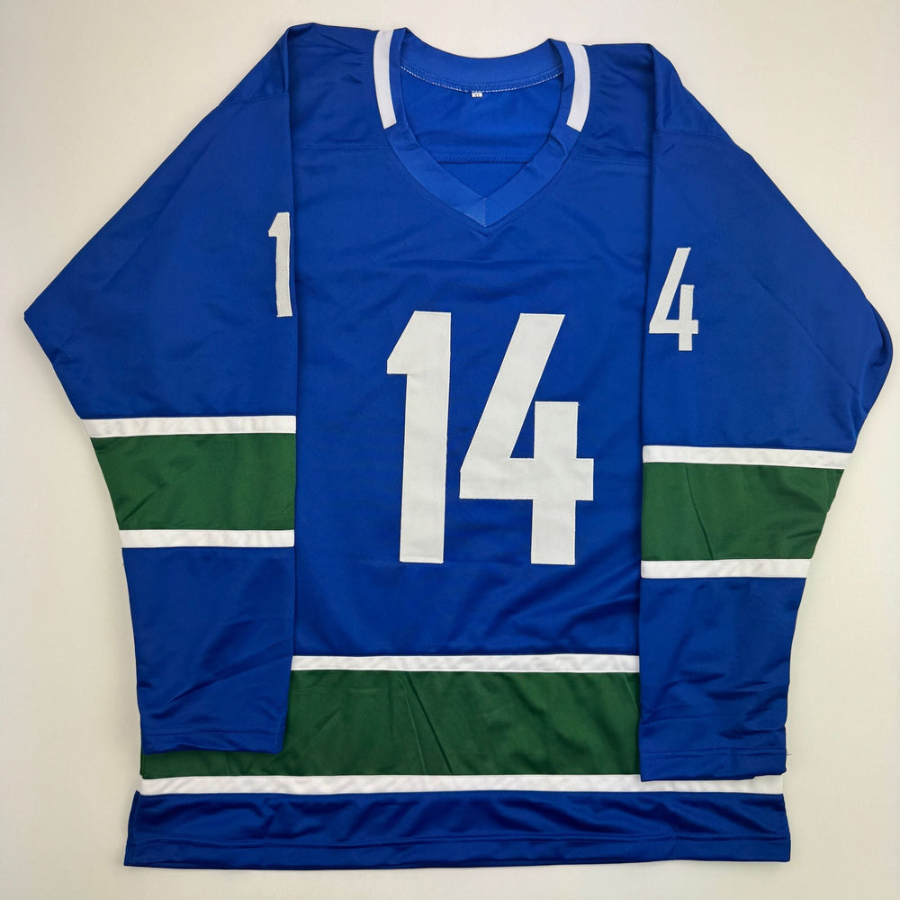 Autographed/Signed Alexandre Alex Burrows Vancouver Blue Hockey Jersey Beckett BAS COA (ONLINE ORDER ONLY)