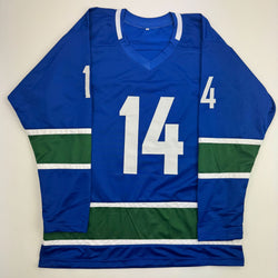 Autographed/Signed Alexandre Alex Burrows Vancouver Blue Hockey Jersey Beckett BAS COA (ONLINE ORDER ONLY)
