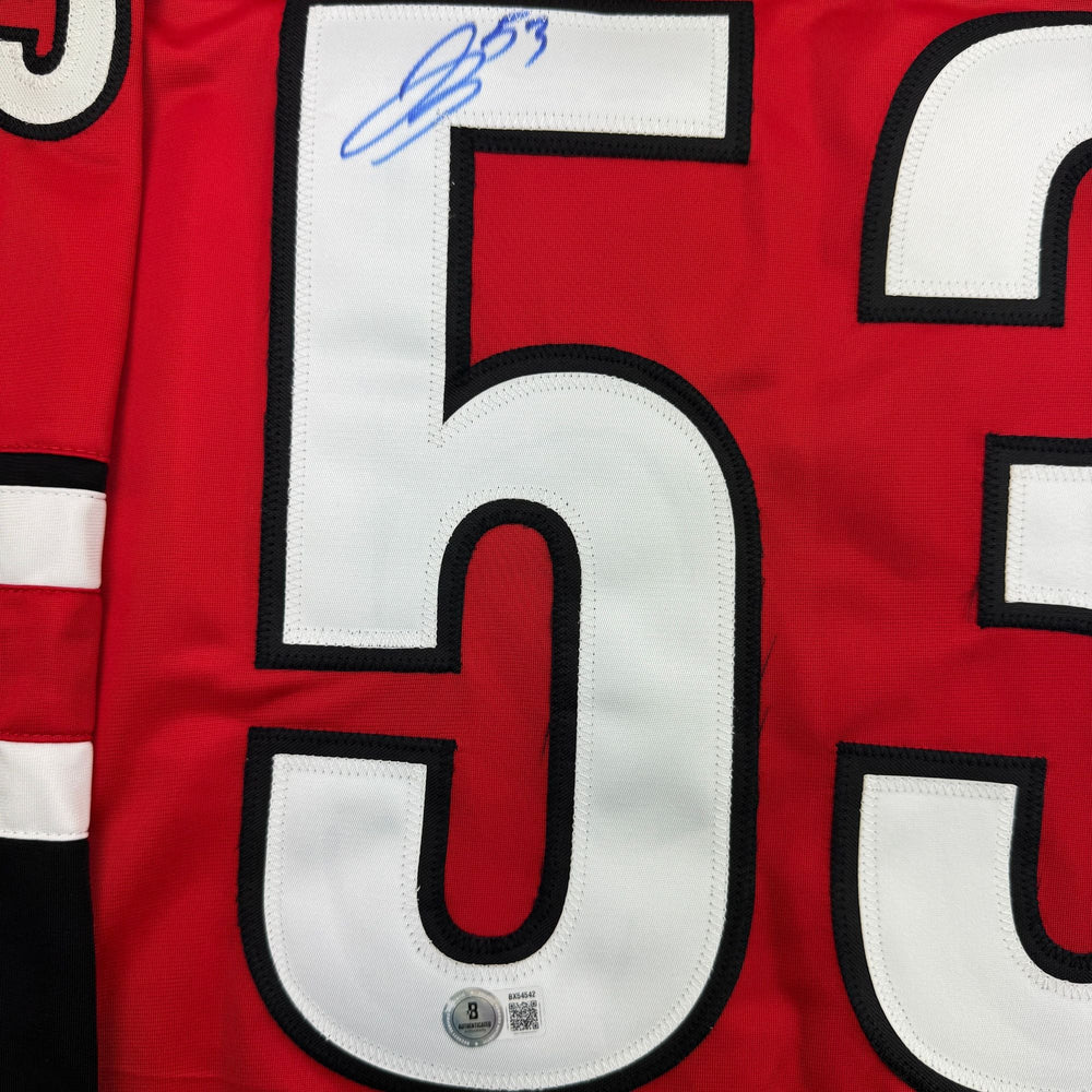 Autographed/Signed Jackson Blake Carolina Red Hockey Jersey Beckett BAS COA (ONLINE ORDER ONLY)