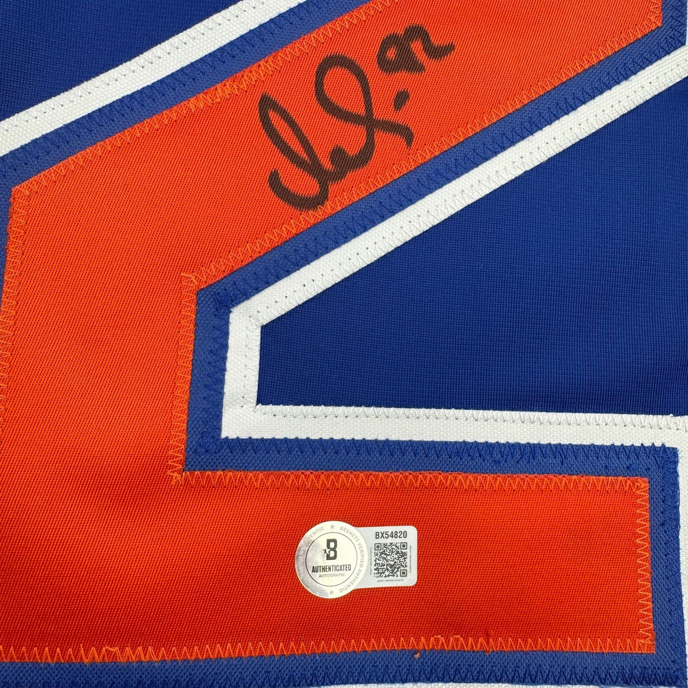 Autographed/Signed Vasily Podkolzin Edmonton Blue Hockey Jersey Beckett BAS COA (ONLINE ORDER ONLY)