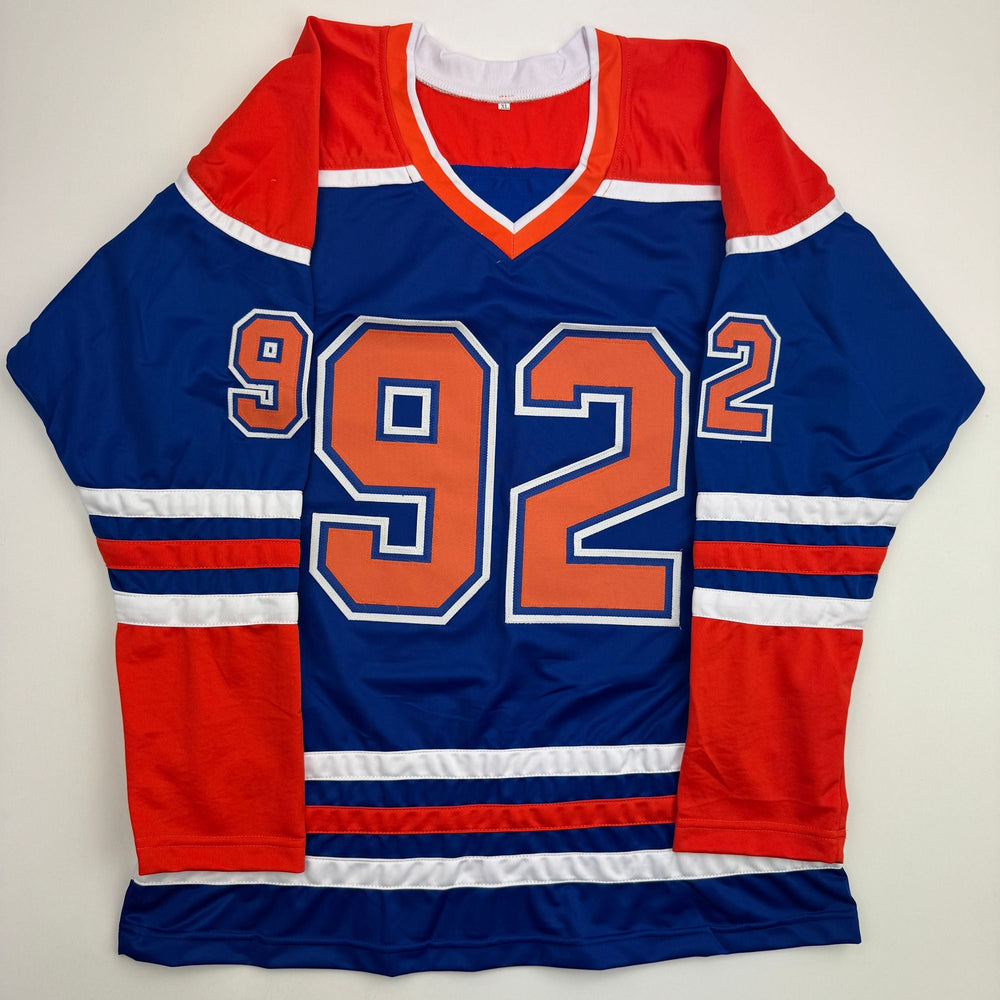 Autographed/Signed Vasily Podkolzin Edmonton Blue Hockey Jersey Beckett BAS COA (ONLINE ORDER ONLY)