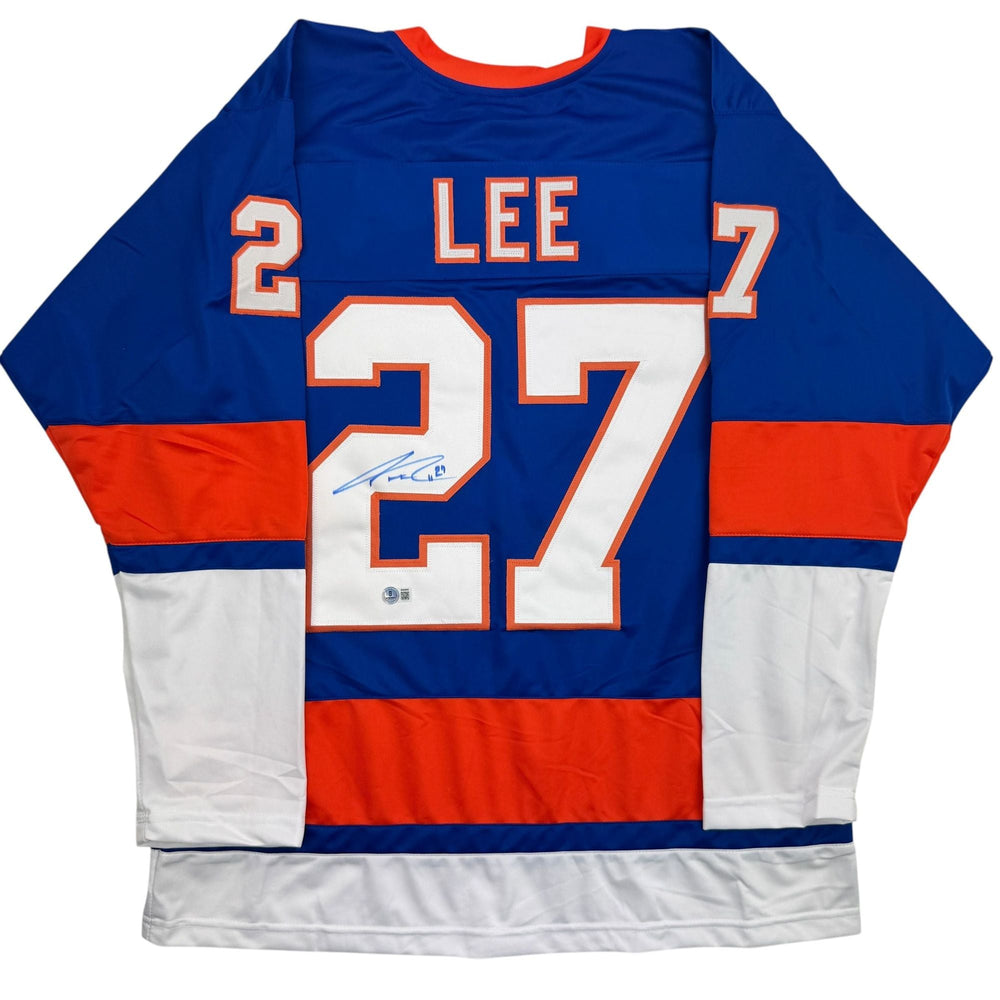 Autographed/Signed Anders Lee New York Blue Hockey Jersey Beckett BAS COA (ONLINE ORDER ONLY)