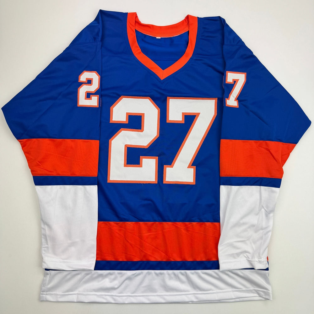 Autographed/Signed Anders Lee New York Blue Hockey Jersey Beckett BAS COA (ONLINE ORDER ONLY)