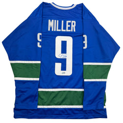 Autographed/Signed JT Miller Vancouver Blue Hockey Jersey Beckett BAS COA (ONLINE ORDER ONLY)
