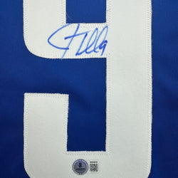 Autographed/Signed JT Miller Vancouver Blue Hockey Jersey Beckett BAS COA (ONLINE ORDER ONLY)