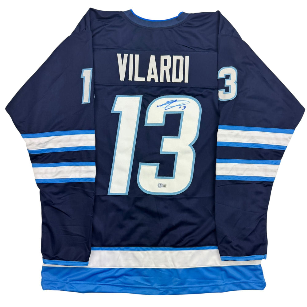 Autographed/Signed Gabriel Vilardi Winnipeg Blue Hockey Jersey Beckett BAS COA (ONLINE ORDER ONLY)