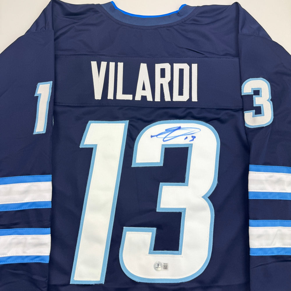 Autographed/Signed Gabriel Vilardi Winnipeg Blue Hockey Jersey Beckett BAS COA (ONLINE ORDER ONLY)