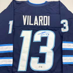 Autographed/Signed Gabriel Vilardi Winnipeg Blue Hockey Jersey Beckett BAS COA (ONLINE ORDER ONLY)