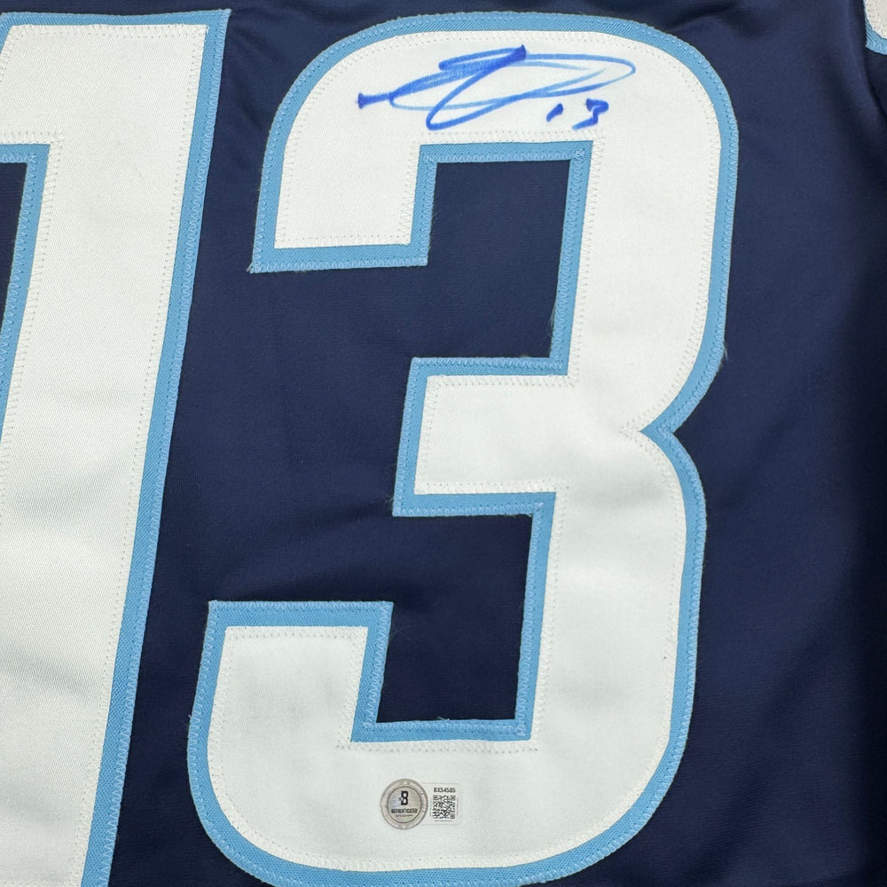 Autographed/Signed Gabriel Vilardi Winnipeg Blue Hockey Jersey Beckett BAS COA (ONLINE ORDER ONLY)