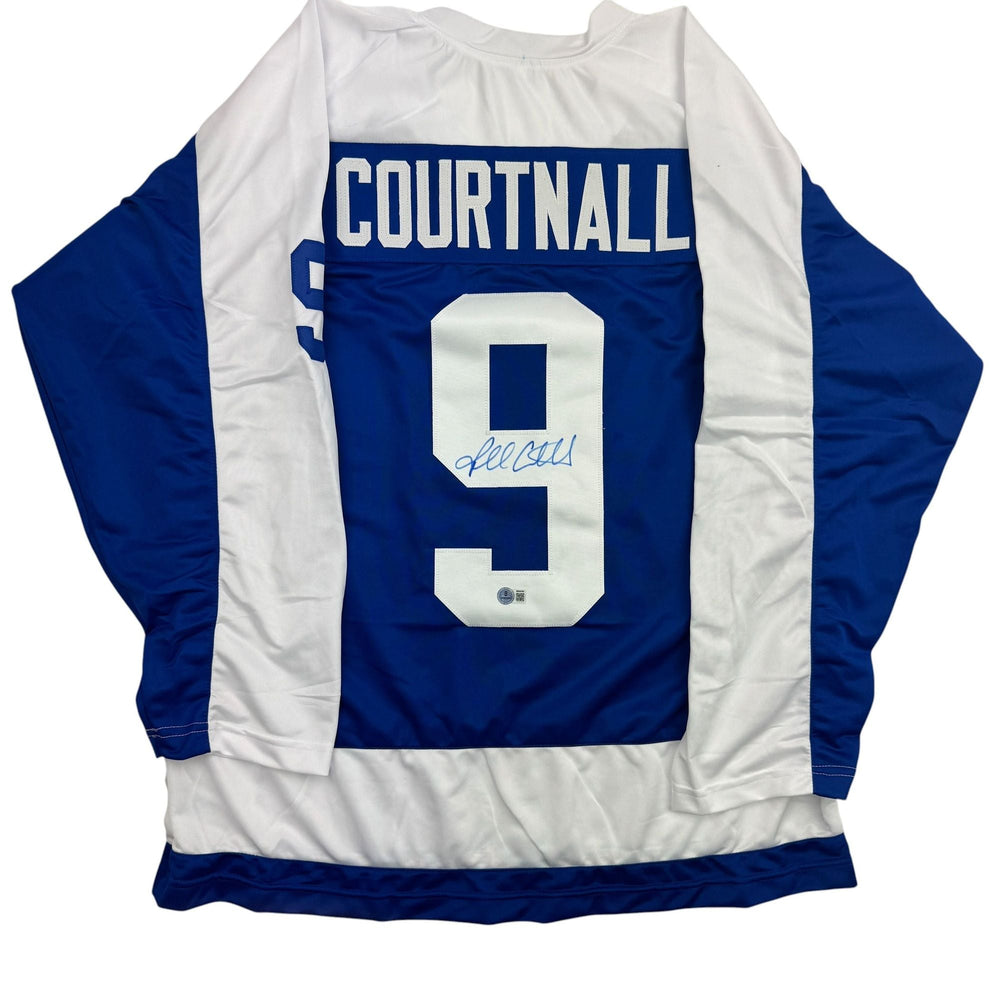 Autographed/Signed Russ Courtnall Toronto Blue Hockey Jersey Beckett BAS COA (ONLINE ORDER ONLY)