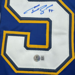 Autographed/Signed Colton Parayko St. Louis Blue Hockey Jersey Beckett BAS COA (ONLINE ORDER ONLY)