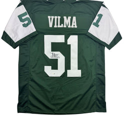 Autographed/Signed Jonathan Vilma New York Green Football Jersey JSA COA (ONLINE ORDER ONLY)