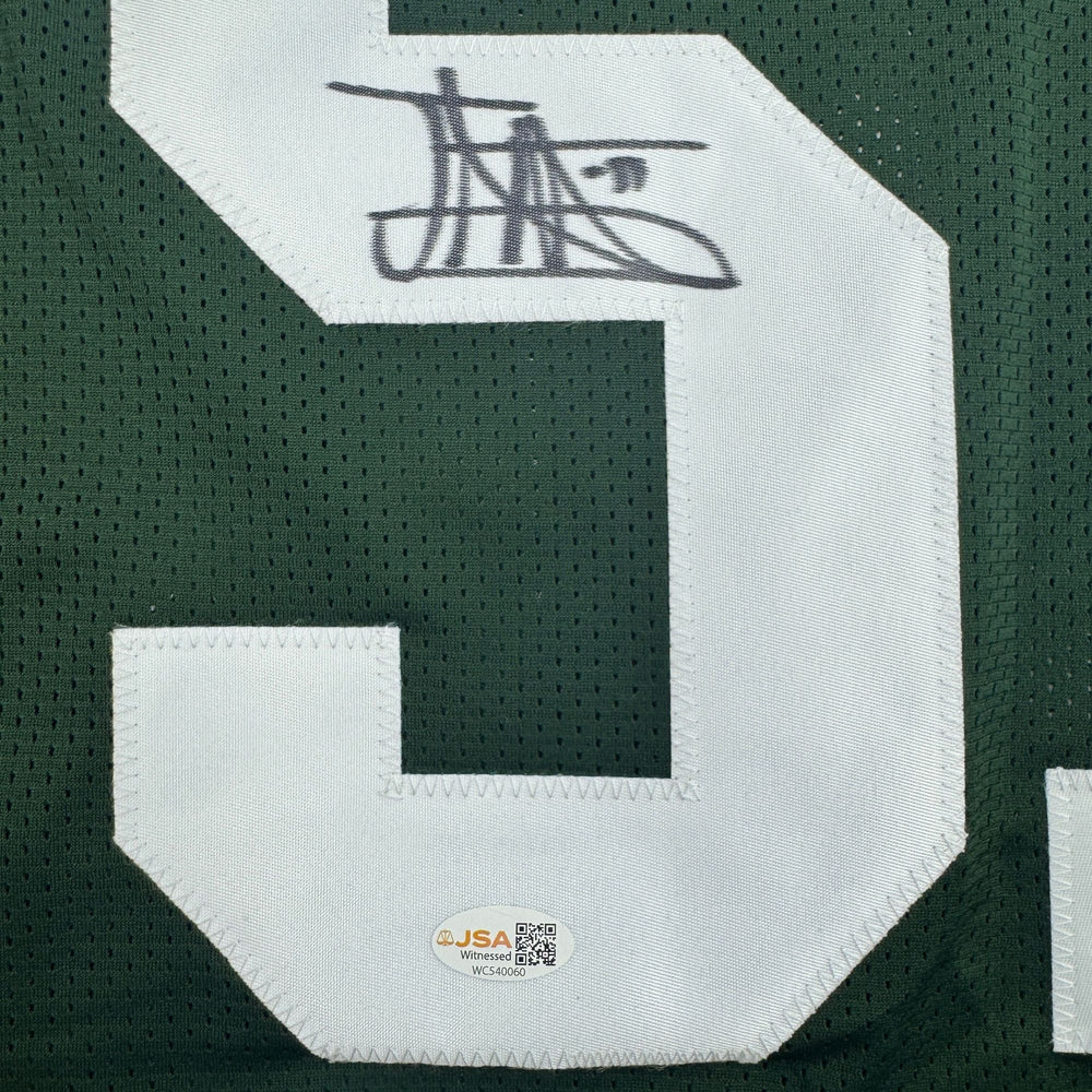 Autographed/Signed Jonathan Vilma New York Green Football Jersey JSA COA (ONLINE ORDER ONLY)