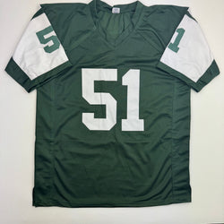 Autographed/Signed Jonathan Vilma New York Green Football Jersey JSA COA (ONLINE ORDER ONLY)
