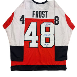 Autographed/Signed Morgan Frost Philadelphia Orange Hockey Jersey Beckett BAS COA (ONLINE ORDER ONLY)