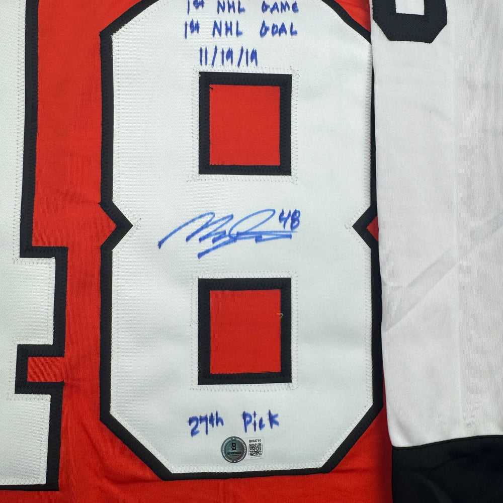 Autographed/Signed Morgan Frost Philadelphia Orange Hockey Jersey Beckett BAS COA (ONLINE ORDER ONLY)