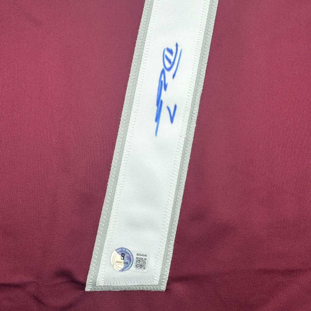 Autographed/Signed Devon Toews Colorado Maroon Hockey Jersey Beckett BAS COA (ONLINE ORDER ONLY)