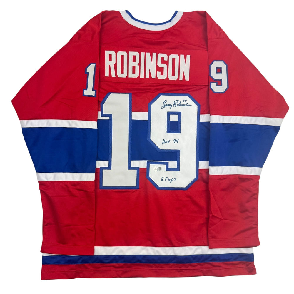 Autographed/Signed Larry Robinson Montreal Red Hockey Jersey Beckett BAS COA (ONLINE ORDER ONLY)