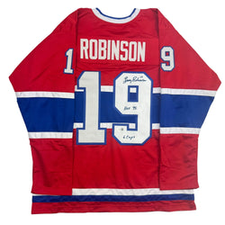 Autographed/Signed Larry Robinson Montreal Red Hockey Jersey Beckett BAS COA (ONLINE ORDER ONLY)