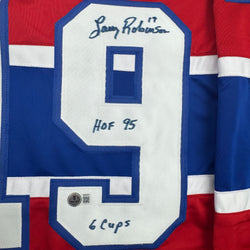 Autographed/Signed Larry Robinson Montreal Red Hockey Jersey Beckett BAS COA (ONLINE ORDER ONLY)