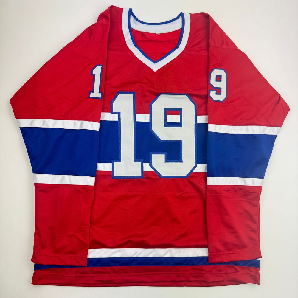 Autographed/Signed Larry Robinson Montreal Red Hockey Jersey Beckett BAS COA (ONLINE ORDER ONLY)