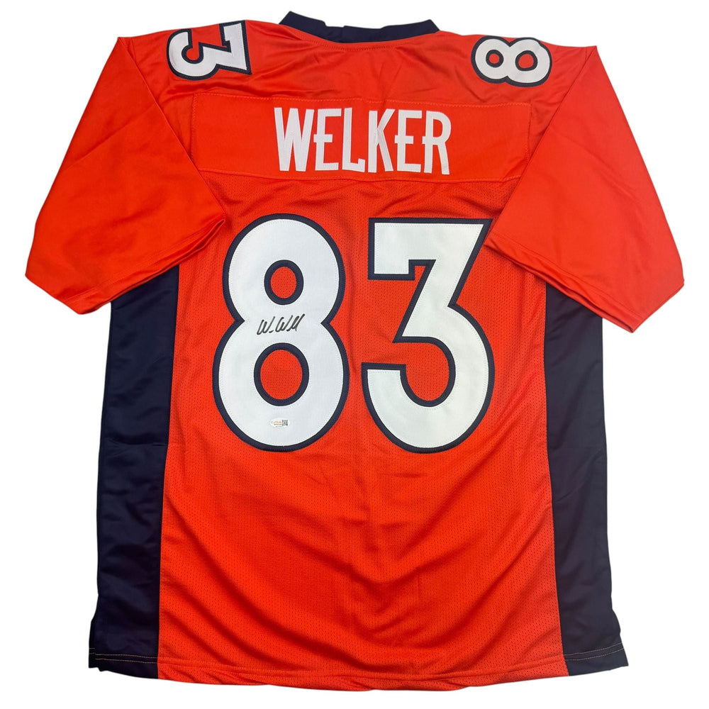 Autographed/Signed Wes Welker Denver Orange Football Jersey JSA COA (ONLINE ORDER ONLY)