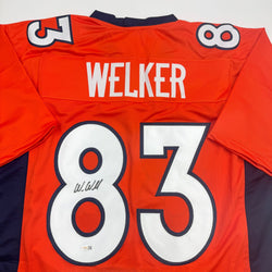 Autographed/Signed Wes Welker Denver Orange Football Jersey JSA COA (ONLINE ORDER ONLY)