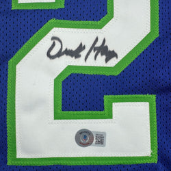 Autographed/Signed Derek Harper Dallas Retro Blue Basketball Jersey Beckett BAS COA (ONLINE ORDER ONLY)