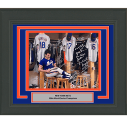 Framed Autographed/Signed 1986 New York Mets Team 26x Sigs World Series Champions 16x20 Baseball Photo JSA COA
