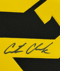 Framed Autographed/Signed Caitlin Clark 35x39 Iowa Black Basketball Jersey Panini COA