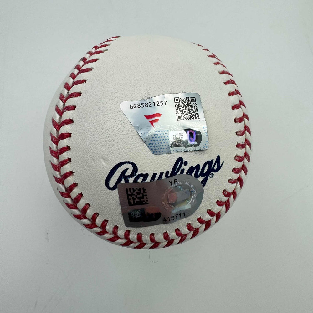 Autographed/Signed Tanner Bibee Rawlings Official Major League Baseball ROML Fanatics COA