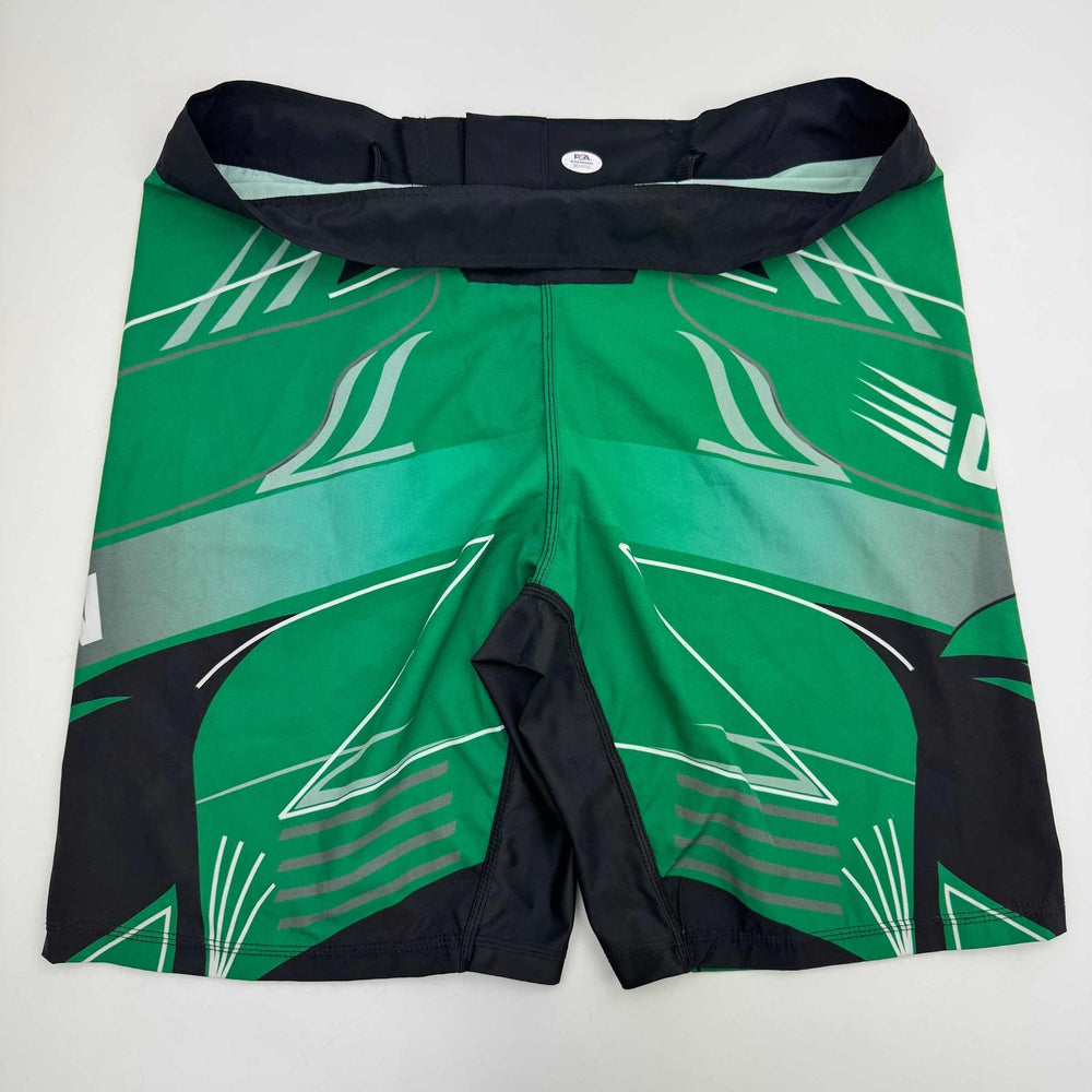 Autographed/Signed Khamzat Borz Chimaev Venom UFC MMA Ultimate Fighting Green Trunks PSA/DNA COA