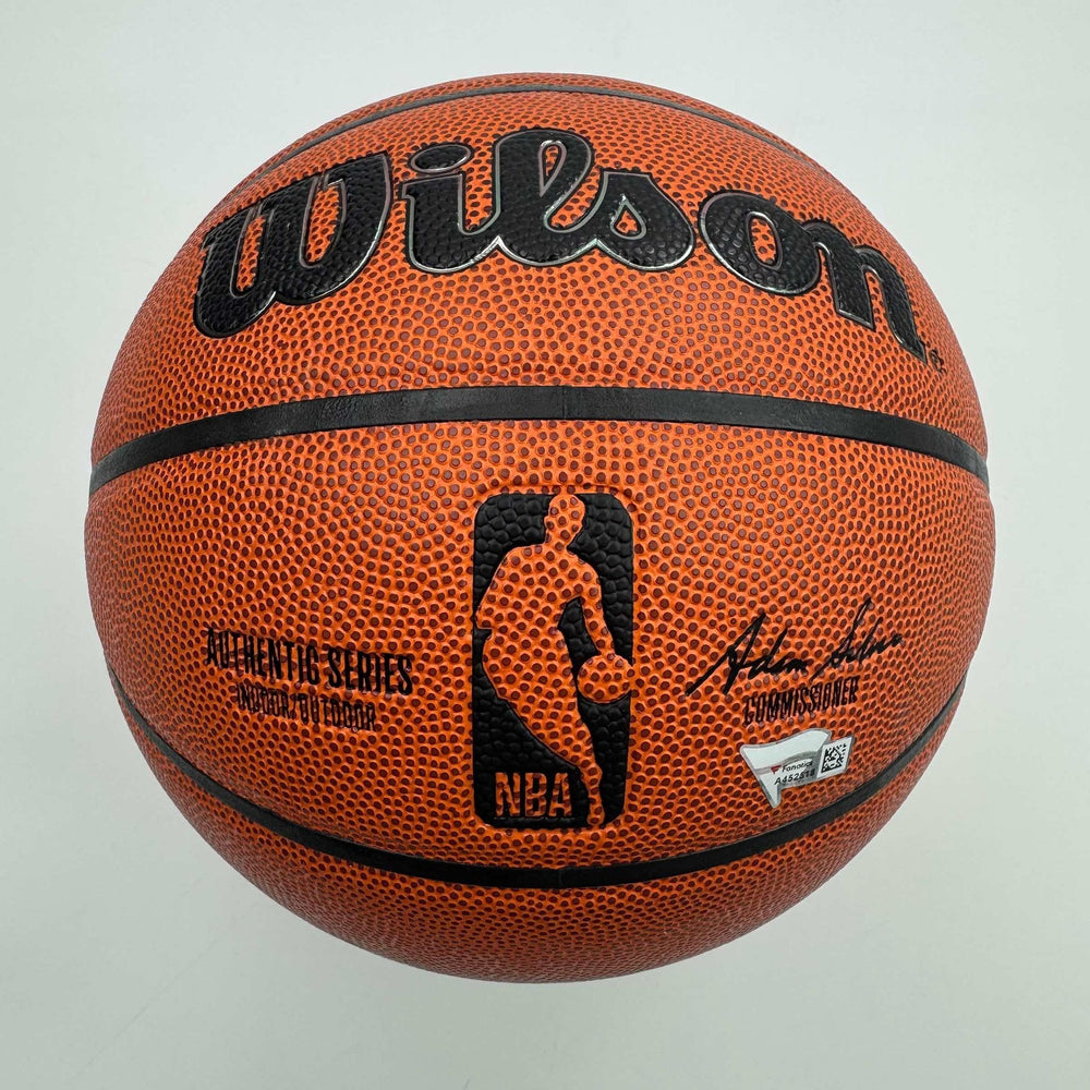 Autographed/Signed Larry Bird & Magic Johnson Dual Full Size Wilson Basketball Fanatics COA