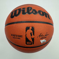 Autographed/Signed Larry Bird & Magic Johnson Dual Full Size Wilson Basketball Fanatics COA