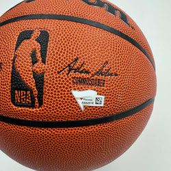 Autographed/Signed Larry Bird & Magic Johnson Dual Full Size Wilson Basketball Fanatics COA