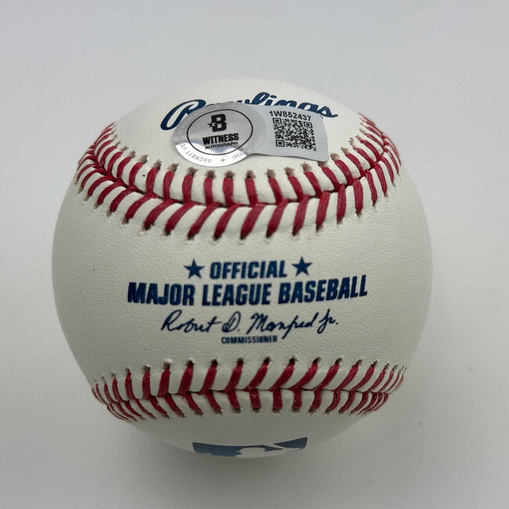 Autographed/Signed Jose Canseco Rawlings Official Major League Baseball ROML Beckett BAS COA