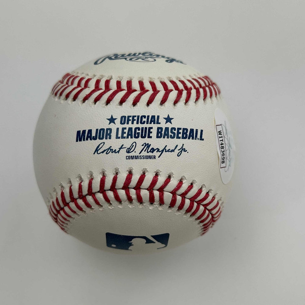 Autographed/Signed Eric Gagne Rawlings Official Major League Baseball ROML JSA COA Auto