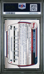 Graded 2023 Topps Bowman Chrome Justin Crawford #CPAJC Chrome Prospect Auto Rookie RC Baseball Card PSA 9 Gem Mint