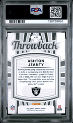 Graded 2025 Panini Donruss Ashton Jeanty #6 Rated Rookies Throwback Rookie RC Football Card PSA 10 Gem Mint