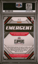 Graded 2018 Panini Prizm Shai Gilgeous-Alexander #11 Emergent Silver Prizm Rookie RC Basketball Card PSA 10 Gem Mint