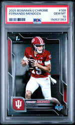 Graded 2025 Topps Bowman University Chrome Fernando Mendoza #109 Rookie RC Football Card PSA 10 Gem Mint