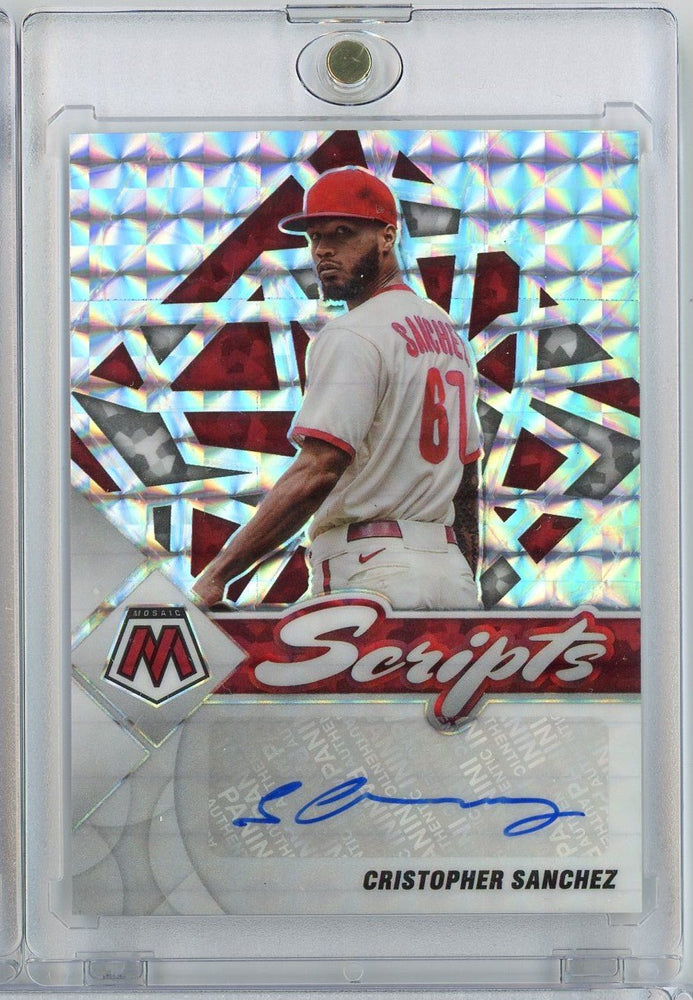 2022 Panini Mosaic Cristopher Sanchez #SCCS Scripts Mosaic Prizm Auto Philadelphia Phillies Rookie RC Baseball Card