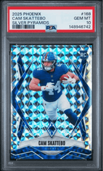 Graded 2025 Panini Phoenix Cam Skattebo #168 Silver Pyramids Rookie RC Football Card PSA 10 Gem Mint