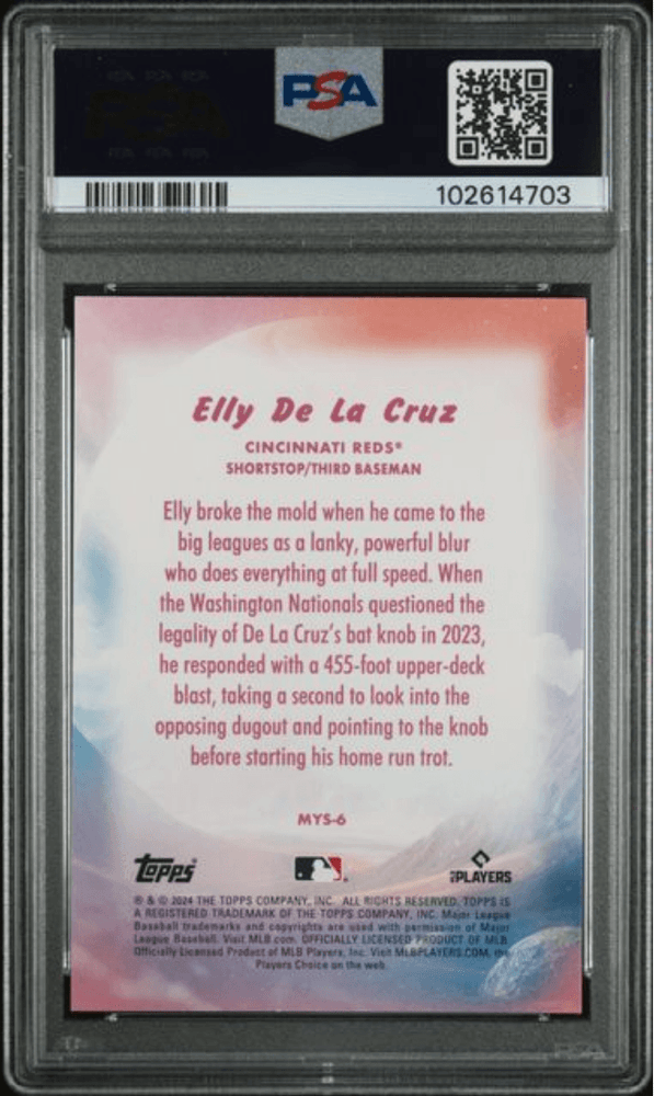 Graded 2024 Topps Update Elly De La Cruz #MYS6 Mystical Blue Rookie RC Baseball Card PSA 10 Gem Mint