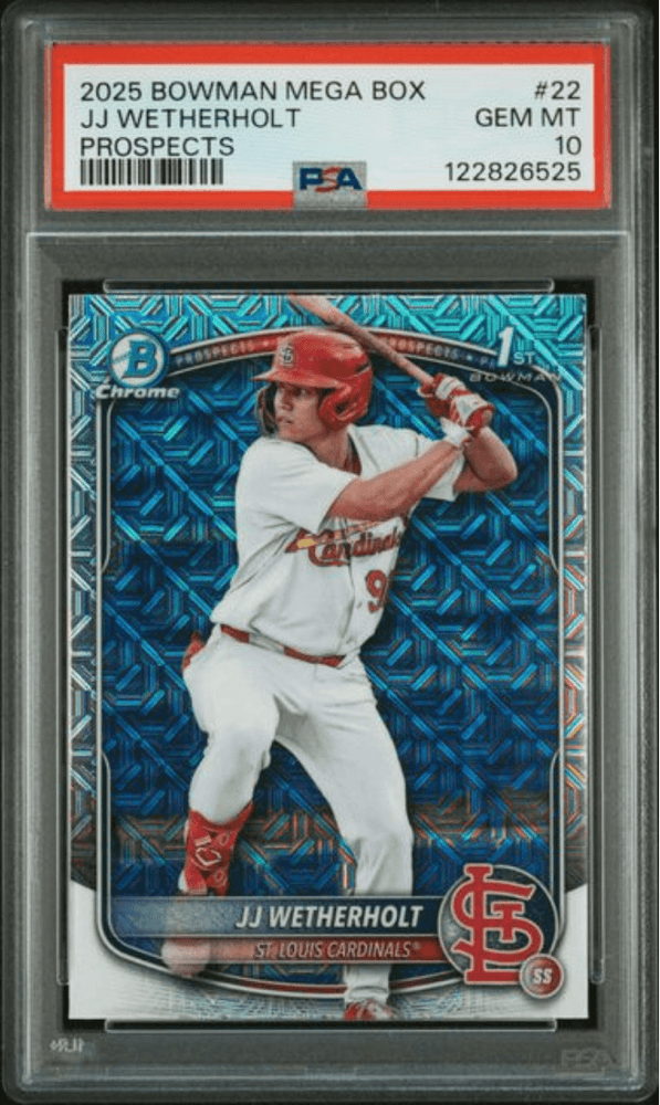 Graded 2025 Topps Bowman Mega Box JJ Wetherholt #22 Prospects Rookie RC Baseball Card PSA 10 Gem Mint